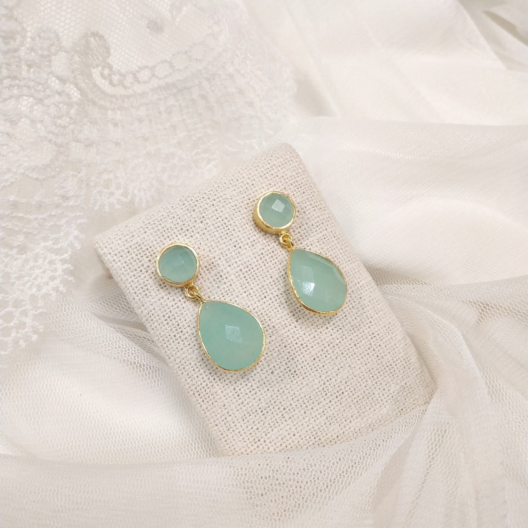 Pendientes plata y oro piedra turquesa