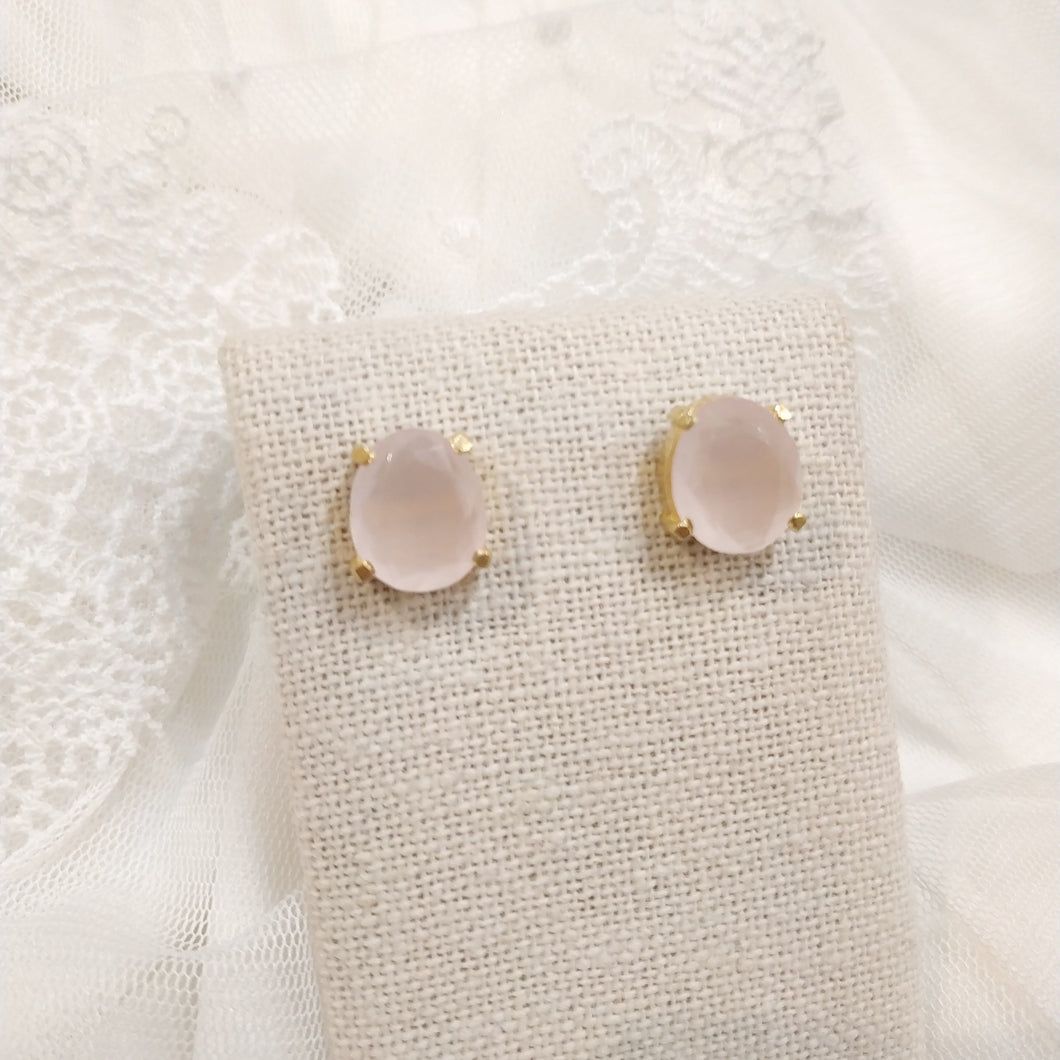 Pendientes plata y oro piedra rosa envejecido